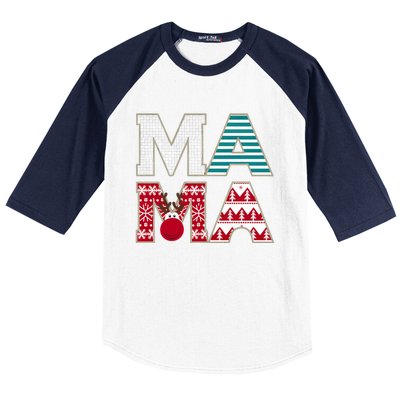 Mama Reindeer Plaid Christmas Holiday Design Baseball Sleeve Shirt