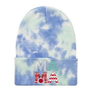 Mama Reindeer Plaid Christmas Holiday Design Tie Dye 12in Knit Beanie