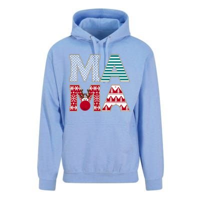 Mama Reindeer Plaid Christmas Holiday Design Unisex Surf Hoodie