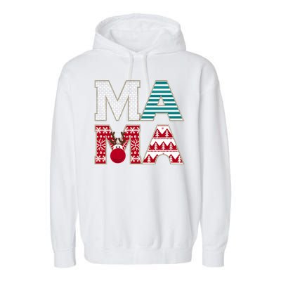 Mama Reindeer Plaid Christmas Holiday Design Garment-Dyed Fleece Hoodie