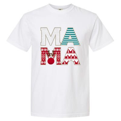 Mama Reindeer Plaid Christmas Holiday Design Garment-Dyed Heavyweight T-Shirt