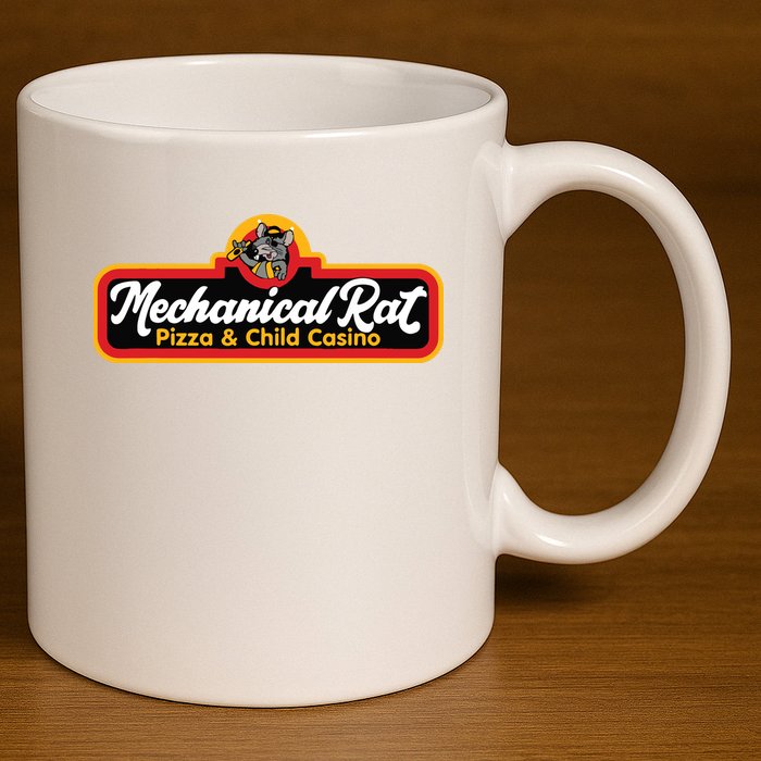 Mechanical Rat Pizza & Child Casino 11oz C Handle Ceramic Mug