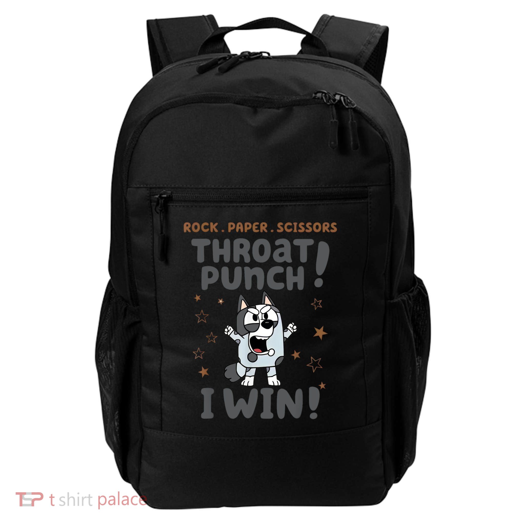 Muffin Rock Paper Scissors Throat Punch Blue Tan Heeler  Daily Commute Backpack