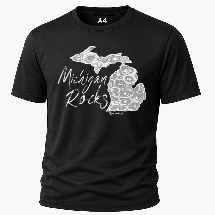 MICHIGAN ROCKS PETOSKEY STONE Cooling Performance Crew T-Shirt
