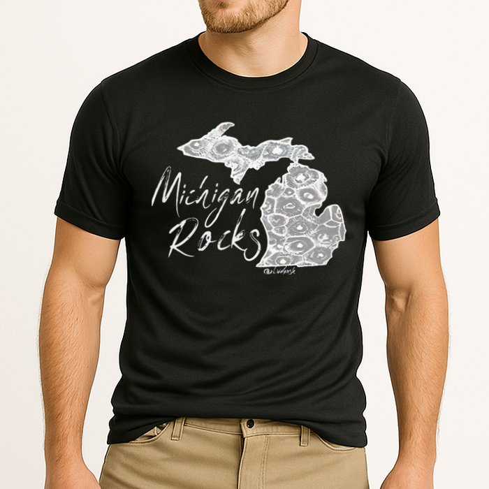 MICHIGAN ROCKS PETOSKEY STONE Cooling Performance Crew T-Shirt