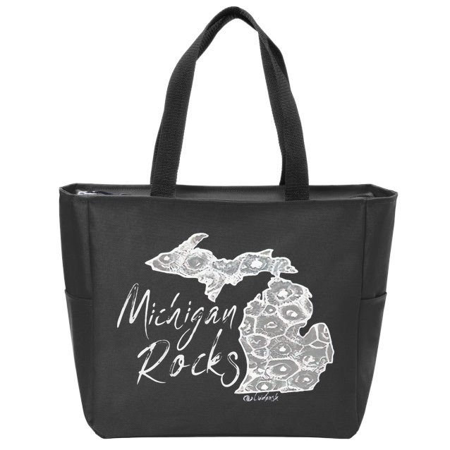 MICHIGAN ROCKS PETOSKEY STONE Zip Tote Bag