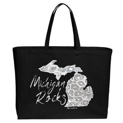 MICHIGAN ROCKS PETOSKEY STONE Cotton Canvas Jumbo Tote