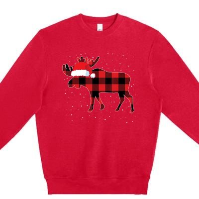 Moose Red Plaid Matching Family Buffalo Christmas Pajama Premium Crewneck Sweatshirt