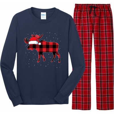 Moose Red Plaid Matching Family Buffalo Christmas Pajama Long Sleeve Pajama Set