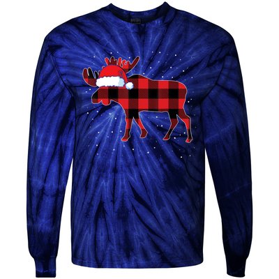 Moose Red Plaid Matching Family Buffalo Christmas Pajama Tie-Dye Long Sleeve Shirt