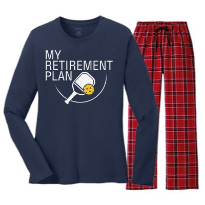 My Retirement Plan Funny Pickleball Women's Long Sleeve Flannel Pajama Set 