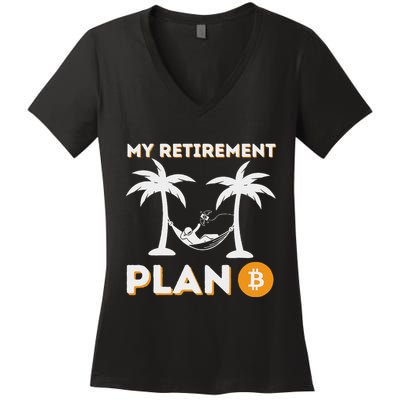 My Retirement Plan B Crypto Btc Trader Bitcoin Investor Women's V-Neck T-Shirt