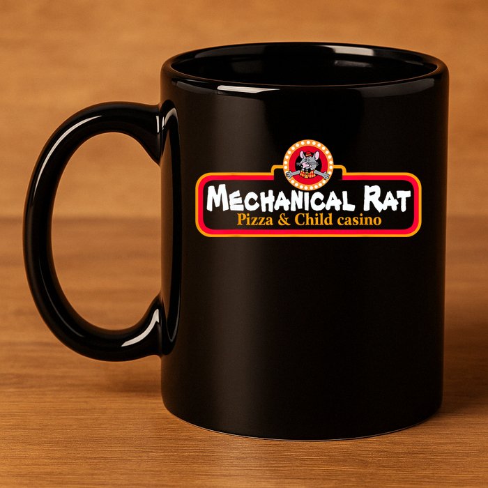 Mechanical Rat Pizza & Child Casino 11oz C Handle Ceramic Mug