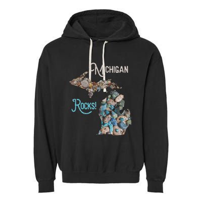 Michigan Rocks Petoskey Stone Hunting Great Lakes State Garment-Dyed Fleece Hoodie