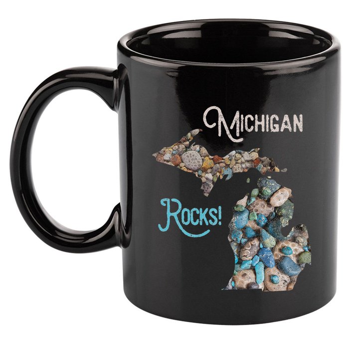 Michigan Rocks Petoskey Stone Hunting Great Lakes State 11oz C Handle Ceramic Mug