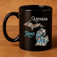 Michigan Rocks Petoskey Stone Hunting Great Lakes State 11oz C Handle Ceramic Mug