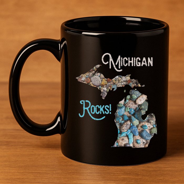 Michigan Rocks Petoskey Stone Hunting Great Lakes State 11oz C Handle Ceramic Mug