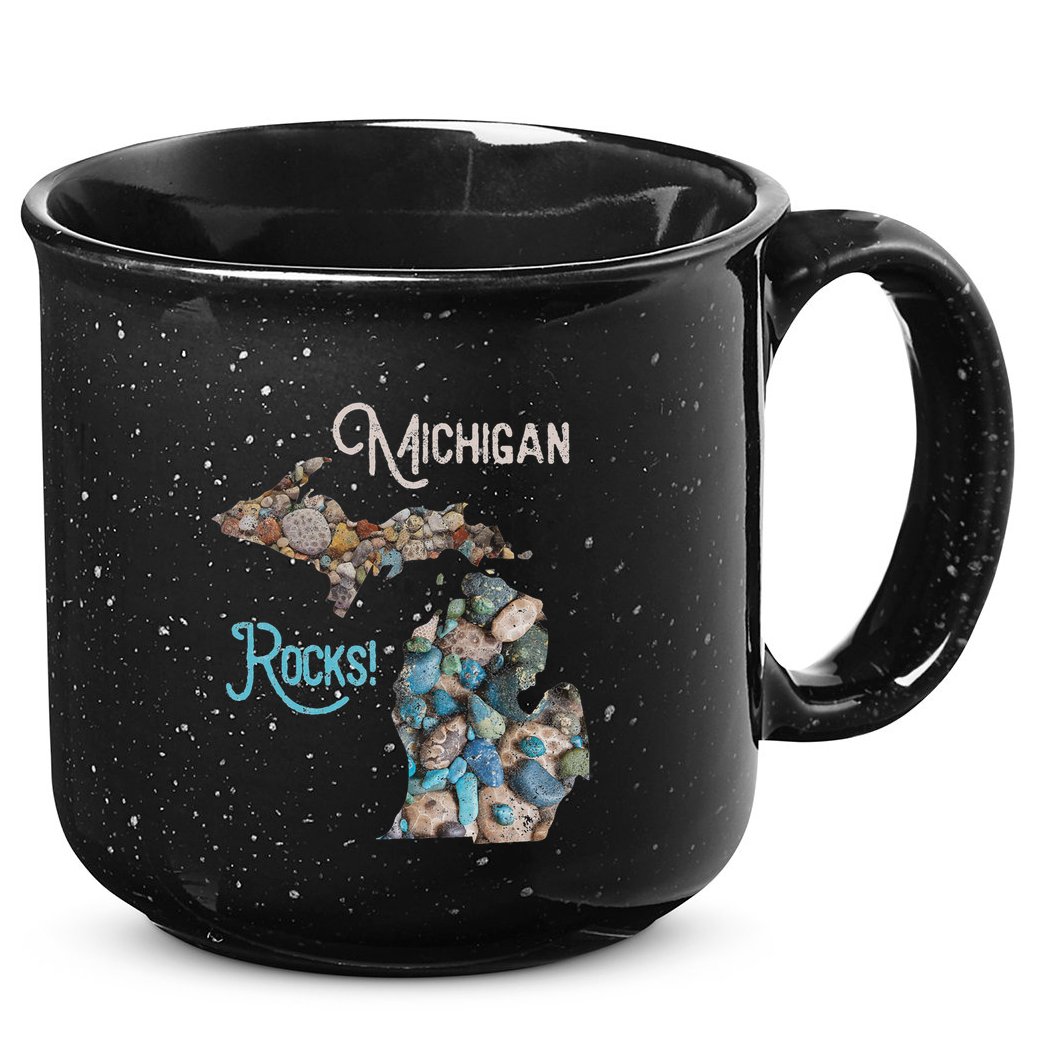 Michigan Rocks Petoskey Stone Hunting Great Lakes State 15oz Campfire Ceramic Mug