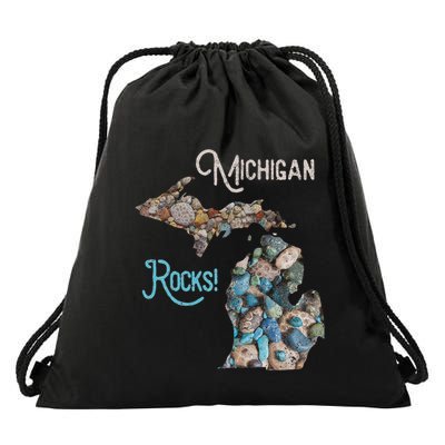 Michigan Rocks Petoskey Stone Hunting Great Lakes State Drawstring Bag