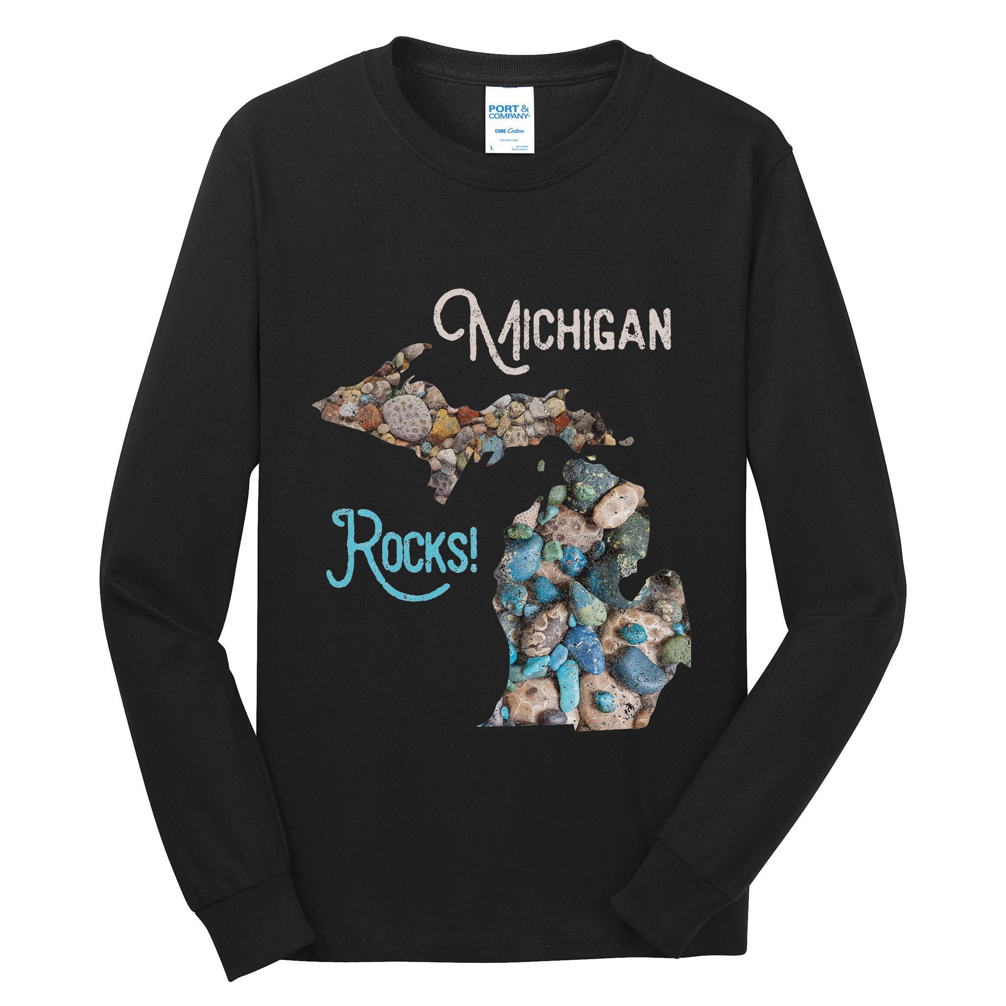 Michigan Rocks Petoskey Stone Hunting Great Lakes State Tall Long Sleeve T-Shirt