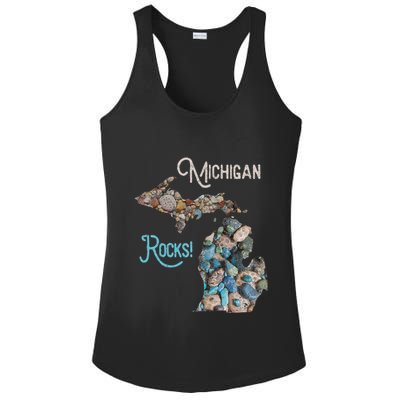 Michigan Rocks Petoskey Stone Hunting Great Lakes State Ladies PosiCharge Competitor Racerback Tank
