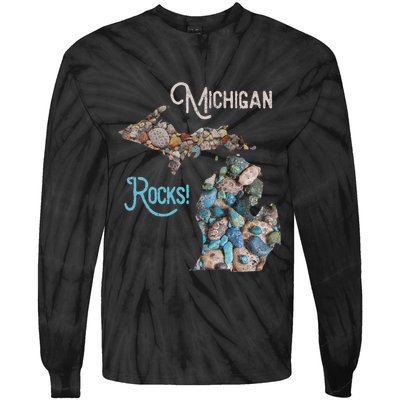 Michigan Rocks Petoskey Stone Hunting Great Lakes State Tie-Dye Long Sleeve Shirt