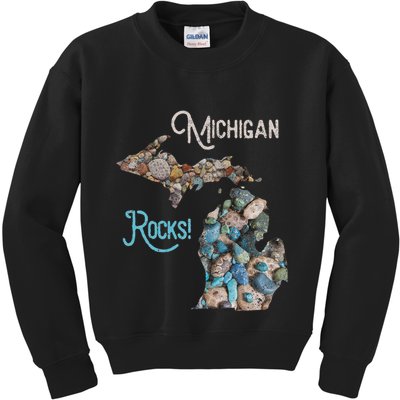 Michigan Rocks Petoskey Stone Hunting Great Lakes State Kids Sweatshirt