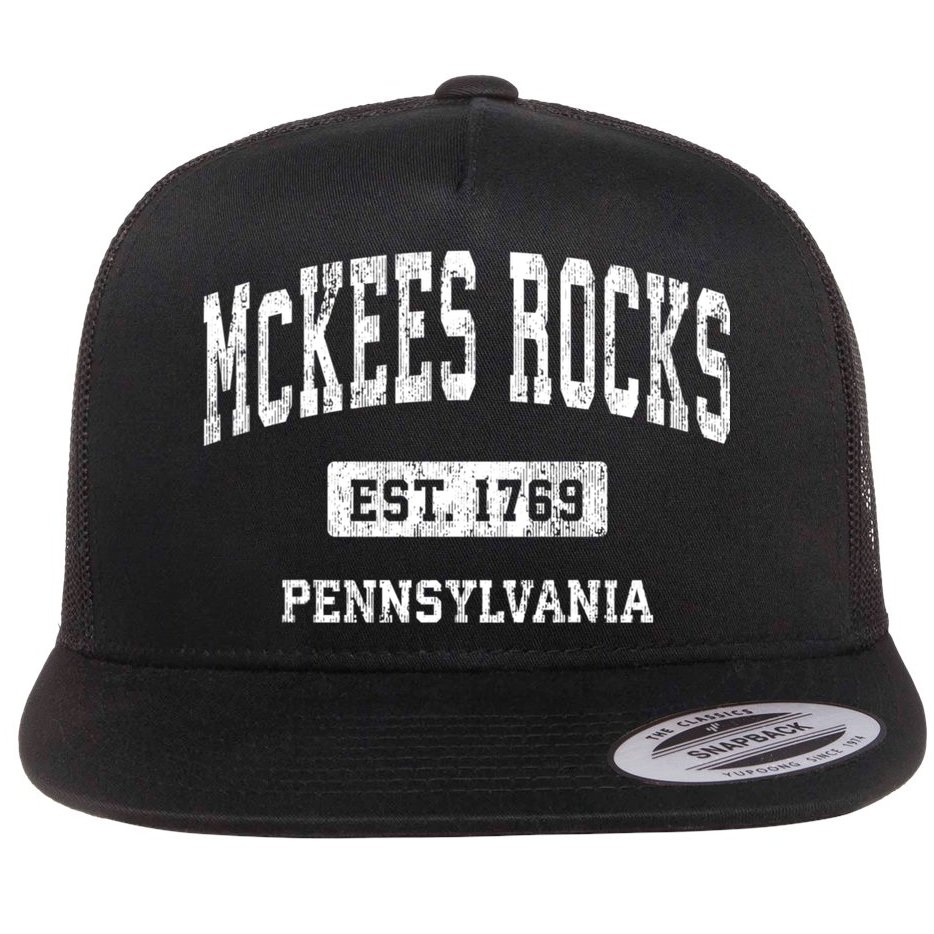 Mckees Rocks Pennsylvania Pa Vintage Athletic Sports Flat Bill Trucker Hat