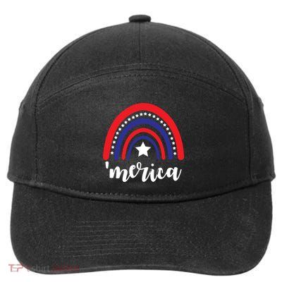 Merica Rainbow Patriotic 4th Of July 7-Panel Snapback Hat