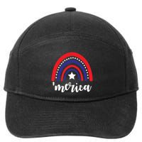 Merica Rainbow Patriotic 4th Of July 7-Panel Snapback Hat
