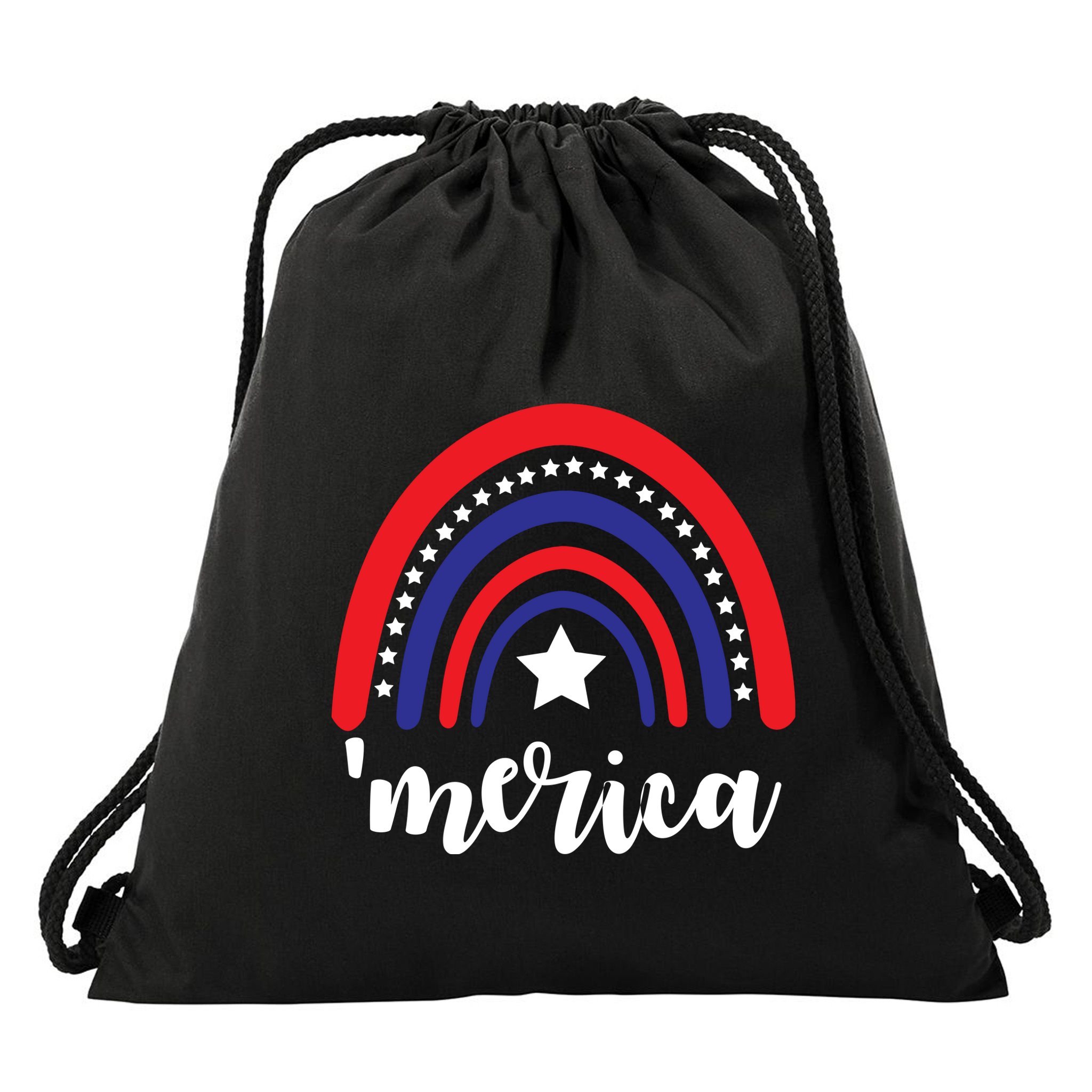 Merica Rainbow Patriotic 4th Of July Drawstring Bag