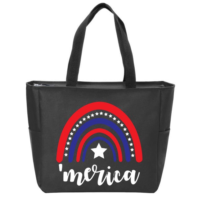 Merica Rainbow Patriotic 4th Of July Zip Tote Bag