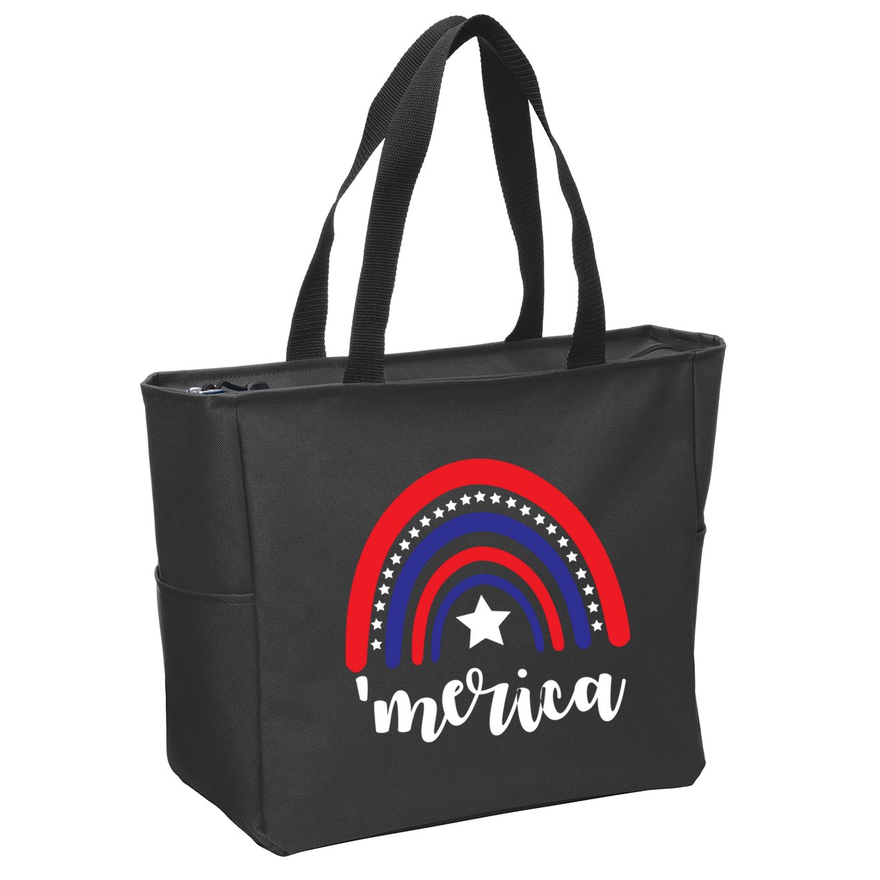 Merica Rainbow Patriotic 4th Of July Zip Tote Bag