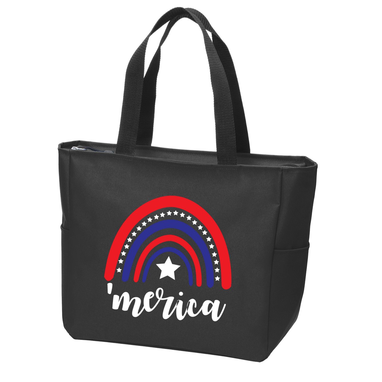 Merica Rainbow Patriotic 4th Of July Zip Tote Bag