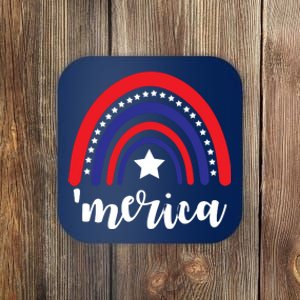 Merica Rainbow Patriotic 4th Of July Coaster