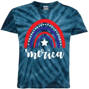 Merica Rainbow Patriotic 4th Of July Kids Tie-Dye T-Shirt