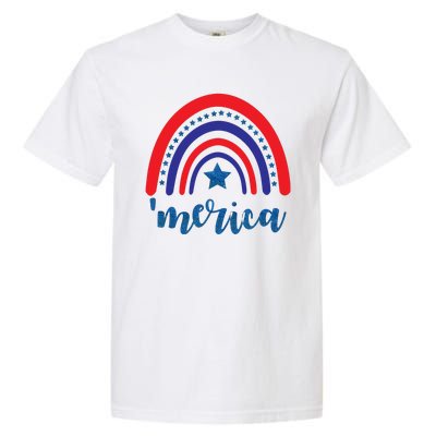 Merica Rainbow Patriotic 4th Of July Garment-Dyed Heavyweight T-Shirt