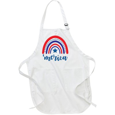 Merica Rainbow Patriotic 4th Of July Full-Length Apron With Pockets