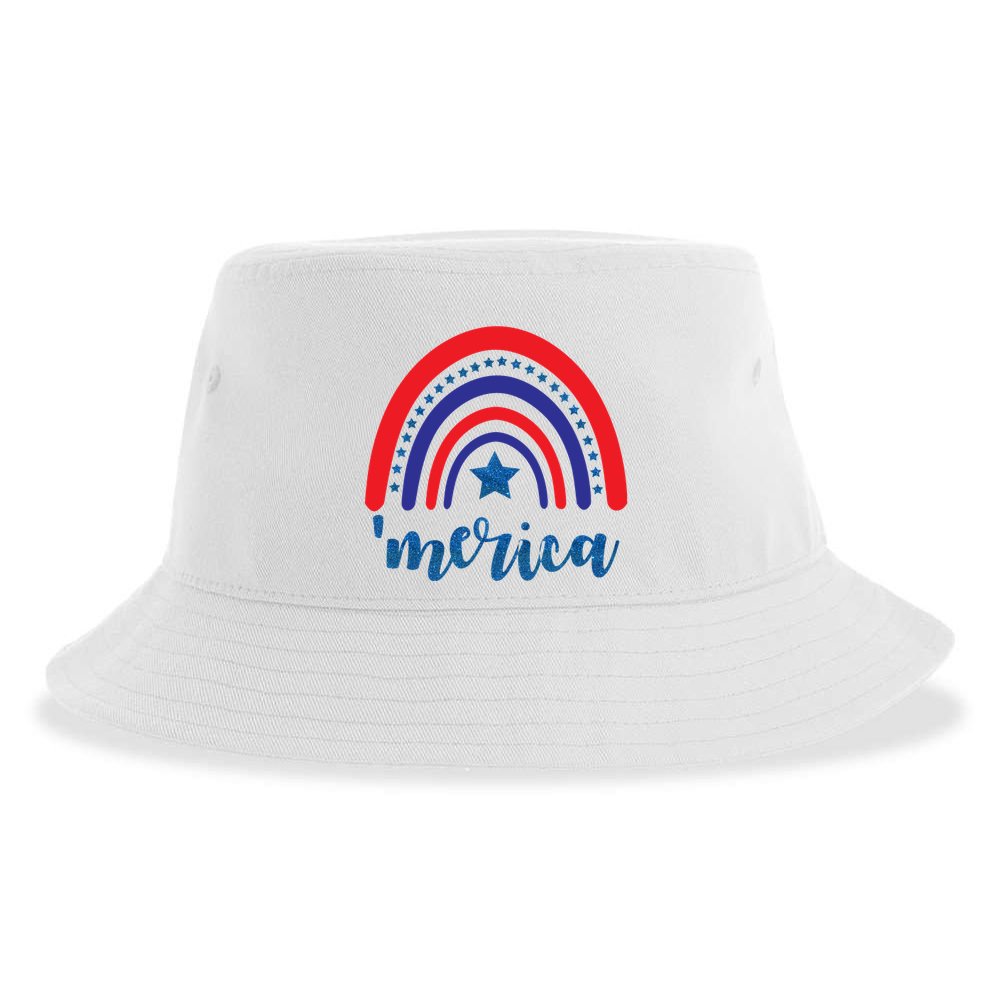 Merica Rainbow Patriotic 4th Of July Sustainable Bucket Hat