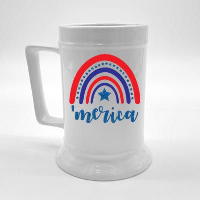 Merica Rainbow Patriotic 4th Of July Beer Stein