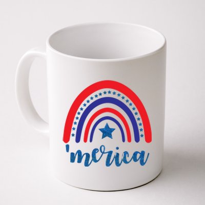 Merica Rainbow Patriotic 4th Of July Coffee Mug