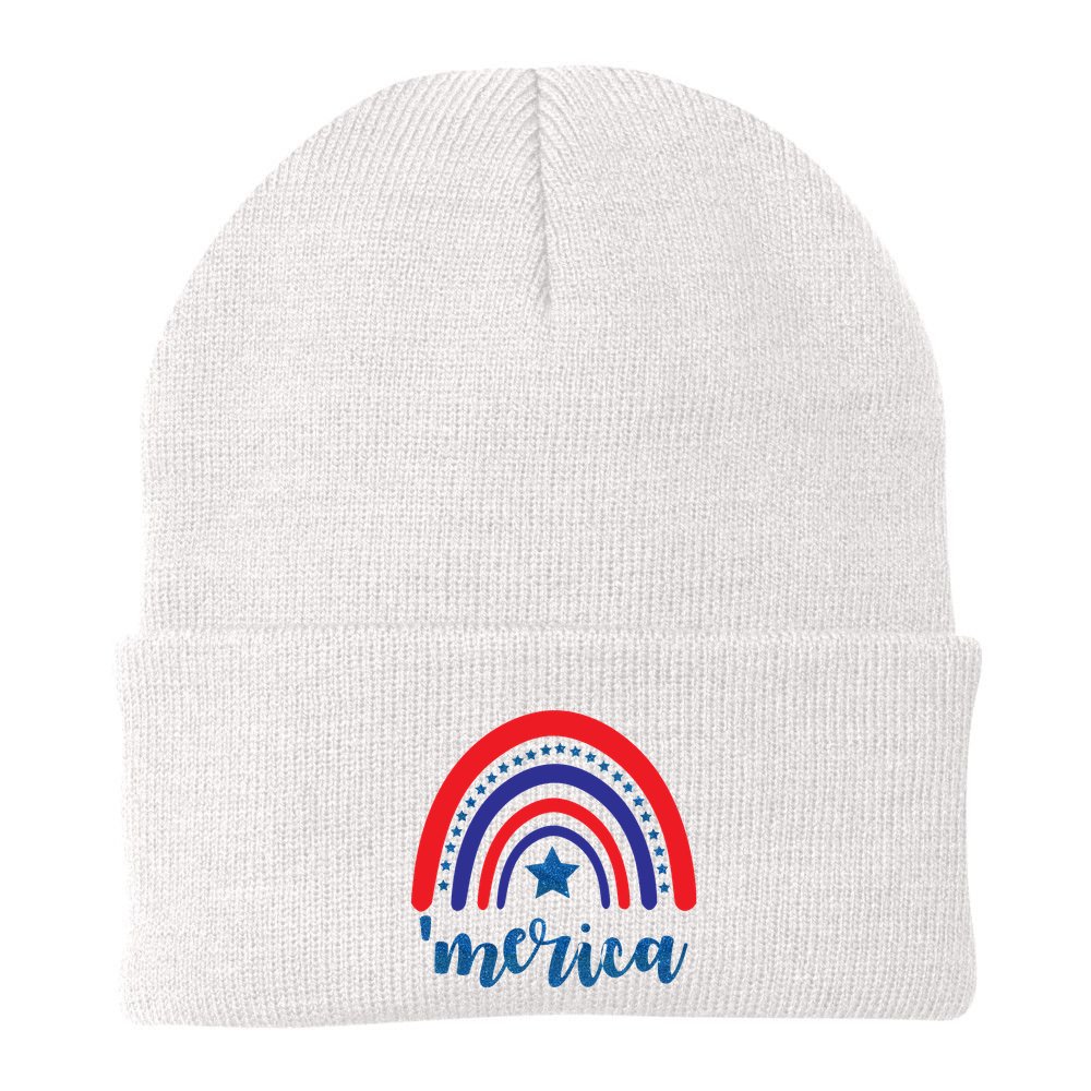 Merica Rainbow Patriotic 4th Of July Beanie