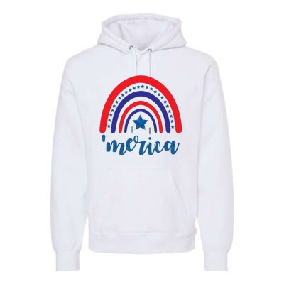 Merica Rainbow Patriotic 4th Of July Premium Hoodie