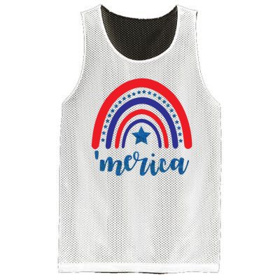 Merica Rainbow Patriotic 4th Of July Mesh Reversible Basketball Jersey Tank