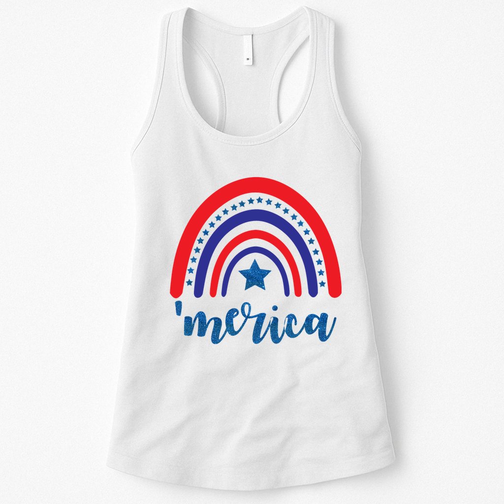 Merica Rainbow Patriotic 4th Of July Womens Tank Top