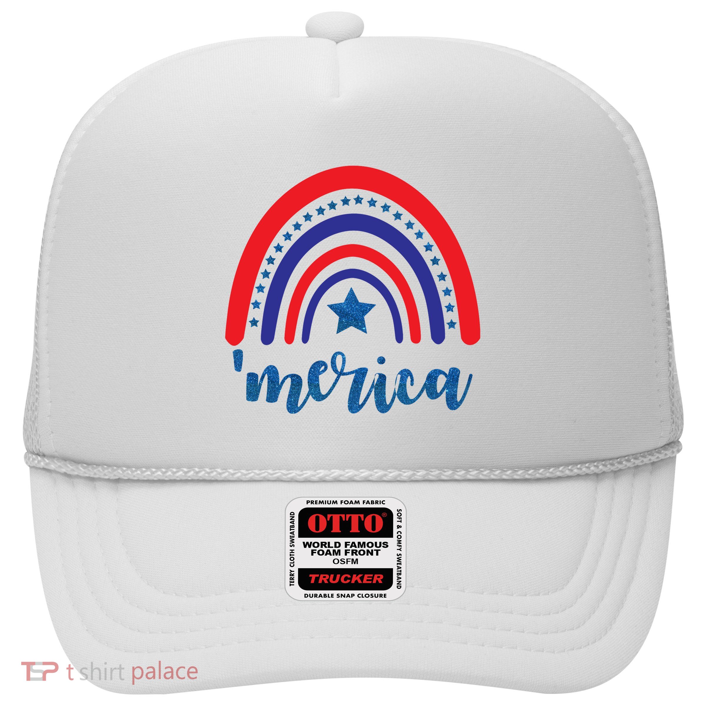 Merica Rainbow Patriotic 4th Of July Trucker Hat