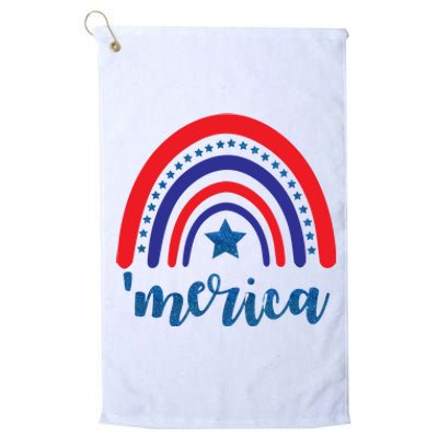 Merica Rainbow Patriotic 4th Of July Platinum Collection Golf Towel