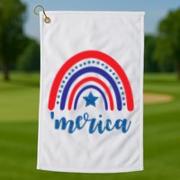 Merica Rainbow Patriotic 4th Of July Golf Towel
