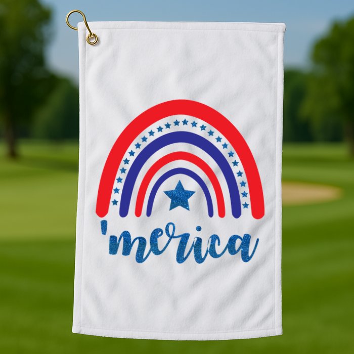 Merica Rainbow Patriotic 4th Of July Golf Towel