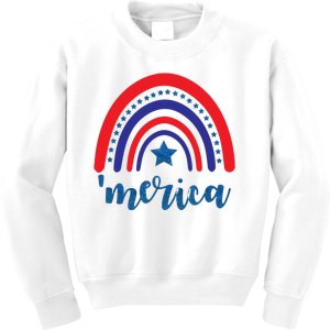 Merica Rainbow Patriotic 4th Of July Kids Sweatshirt